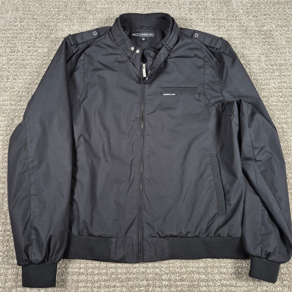 Members Only Jacket Mens XL Black Original Iconic Racer Bomber